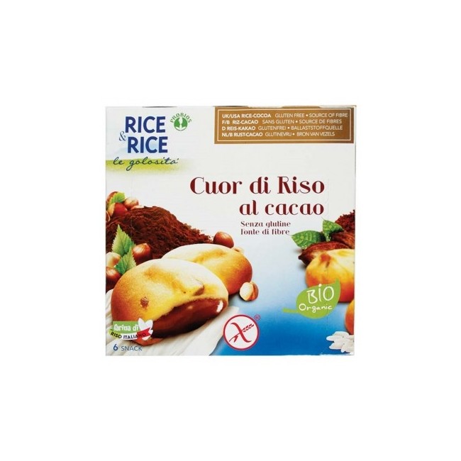 Rice&rice Biscotti Cuor Di Riso Al Cacao Senza Glutine 6x33g Rice&rice Biscotti Cuor Di Riso Al Cacao Senza Glutine 6x33g