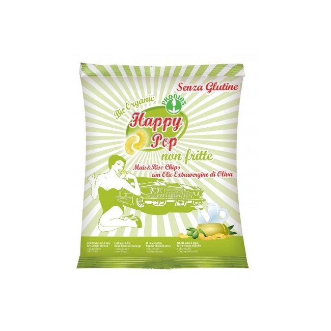 Happy Pop Chips Mais&riso Olio Oliva 45g Happy Pop Chips Mais&riso Olio Oliva 45g