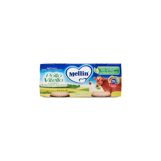 Mellin Omogeneizzato Pollo E Vitello Con Verdure 2x80g Mellin Omogeneizzato Pollo E Vitello Con Verdure 2x80g