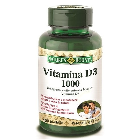 Nature's Bounty Vitamina D3/1000 100 Tavolette Nature's Bounty Vitamina D3/1000 100 Tavolette