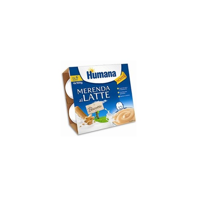 Humana Merenda Al Latte Gusto Biscotto 4x100g Humana Merenda Al Latte Gusto Biscotto 4x100g