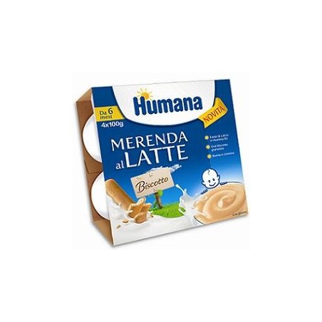 Humana Merenda Al Latte Gusto Biscotto 4x100g Humana Merenda Al Latte Gusto Biscotto 4x100g