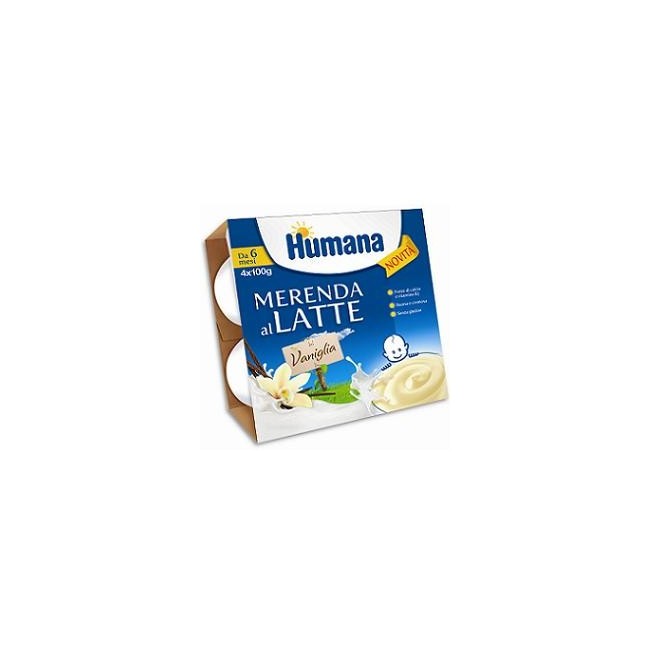 Humana Merenda Al Latte Gusto Vaniglia 4x100g