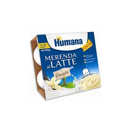Humana Merenda Al Latte Gusto Vaniglia 4x100g