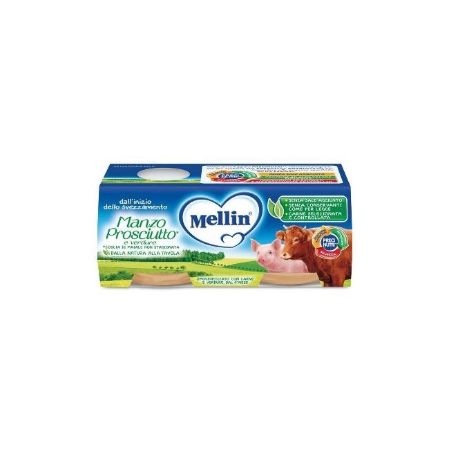 Mellin Omogeneizzato Manzo E Prosciutto Con Verdure 2x120g Mellin Omogeneizzato Manzo E Prosciutto Con Verdure 2x120g