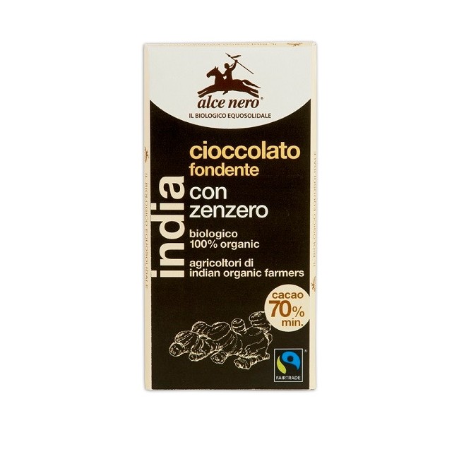 Alce Nero Tavoletta Di Cioccolato Fondente Con Zenzero Bio Alce Nero Tavoletta Di Cioccolato Fondente Con Zenzero Bio