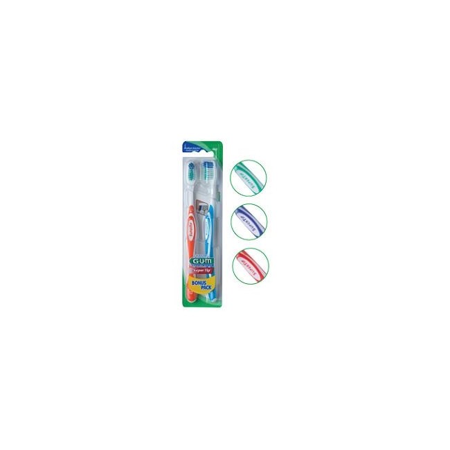 Gum Super Tip 463 Compact Spazzolino Medio Bonus Pack 2 Pezzi Gum Super Tip 463 Compact Spazzolino Medio Bonus Pack 2 Pezzi