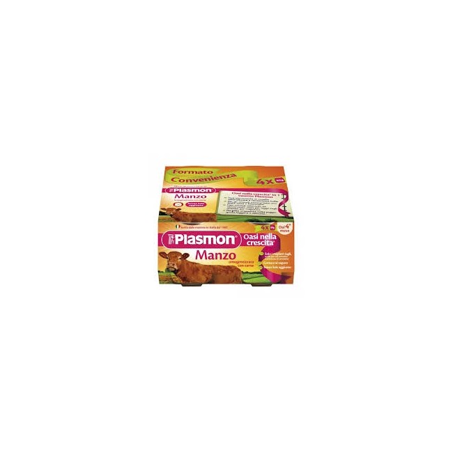 Plasmon Omogeneizzato Al Manzo 4 Vasetti 80 Grammi