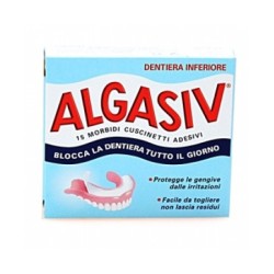 Algasiv Adesivo Protesi Inferiore 15 Cuscinetti 10 Pezzi