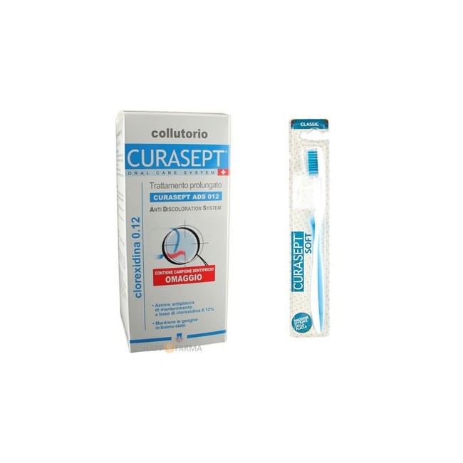 Curasept Ads collutorio 0,12 200ml + spazzolino soft Curasept Ads collutorio 0,12 200ml + spazzolino soft