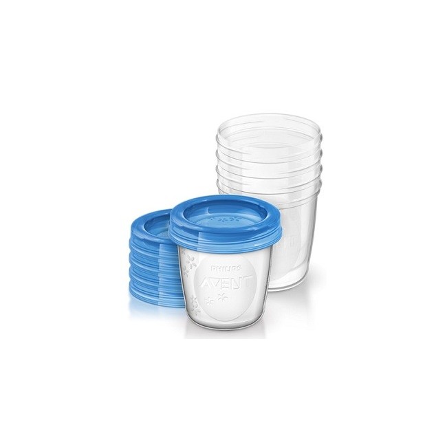 Avent vasetti conserva latte con coperchio da 180 ml 5 pezzi Avent vasetti conserva latte con coperchio da 180 ml 5 pezzi