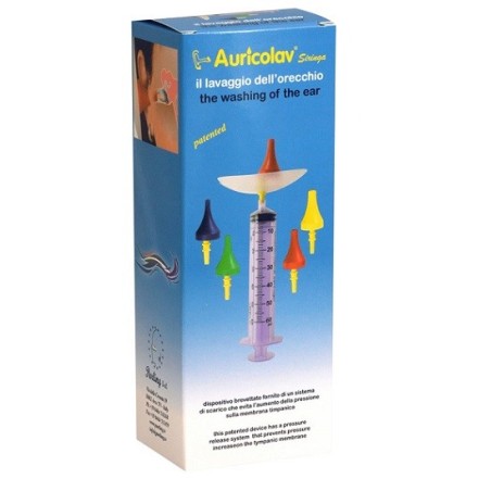 Auricolav Siringa per lavaggio auricolare con 4 dispositivi