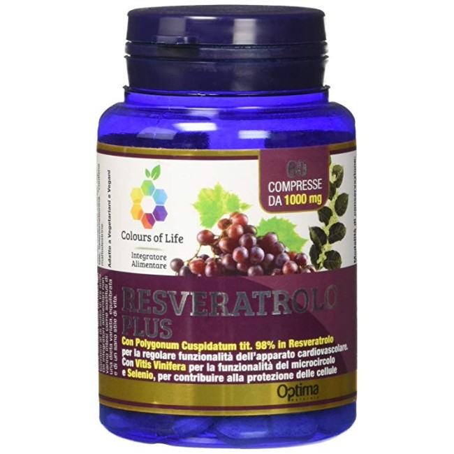 Colours of life resveratrolo plus 60 compresse 1000 mg Colours of life resveratrolo plus 60 compresse 1000 mg