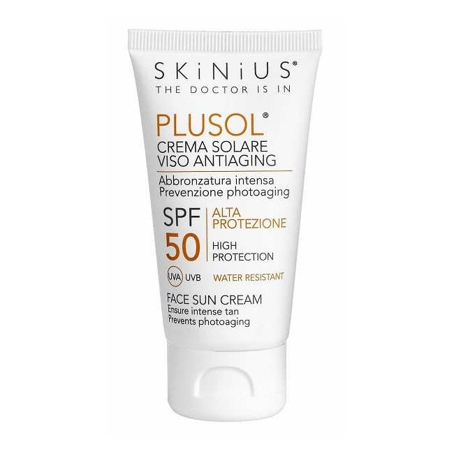Skinius Plusol crema solare viso protezione spf50 50 ml Skinius Plusol crema solare viso protezione spf50 50 ml