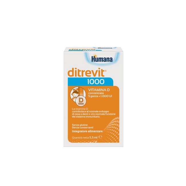 Humana Ditrevit 1000 gocce integratore di vitamina D 5,5 ml Humana Ditrevit 1000 gocce integratore di vitamina D 5,5 ml