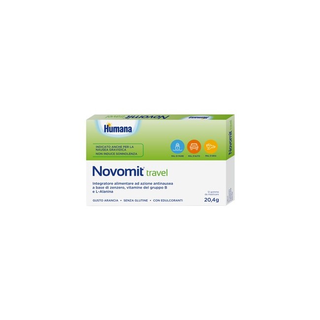 Humana Novomit travel 12 gomme da masticare gusto arancia Humana Novomit travel 12 gomme da masticare gusto arancia
