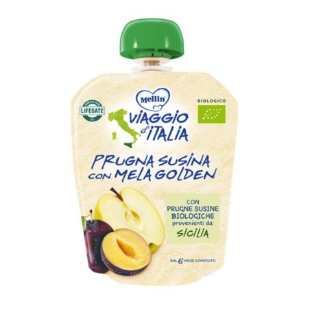 Mellin viaggio italia pouch bio mela+prugna+susina 90 g Mellin viaggio italia pouch bio mela+prugna+susina 90 g
