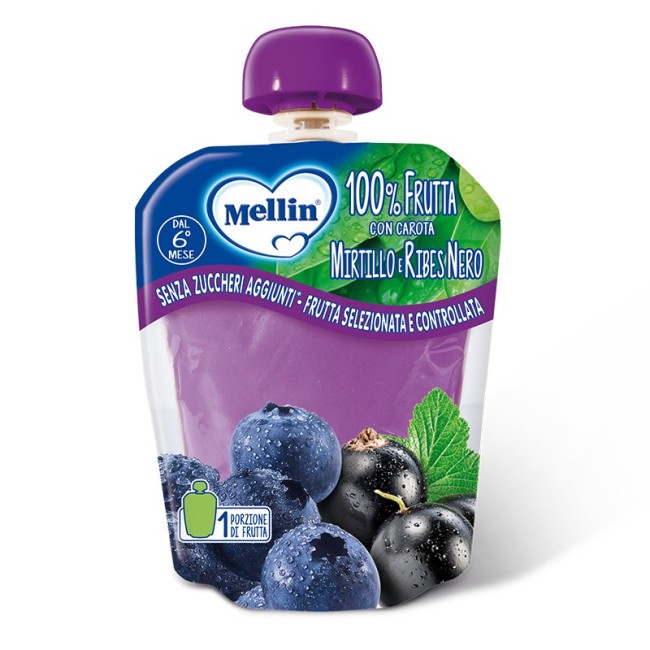 Mellin 100% mirtillo ribes merenda dal 6° mese 90 g Mellin 100% mirtillo ribes merenda dal 6° mese 90 g