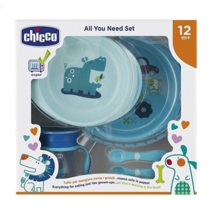 Chicco set pappa 12 mesi+ azzurro per bambini da un anno in poi Chicco set pappa 12 mesi+ azzurro per bambini da un anno in poi