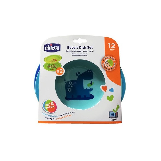 Chicco piatto fondo e piano 12 mesi+ azzurro verde