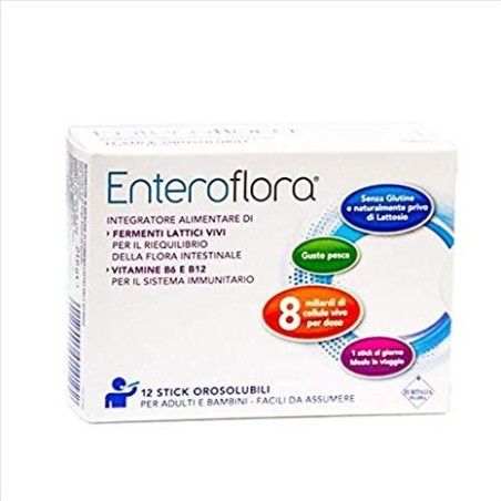 Euritalia Enteroflora integratore 12 stick orosolubili Euritalia Enteroflora integratore 12 stick orosolubili