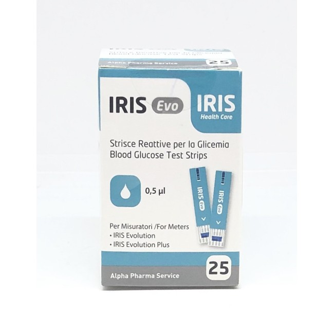 Alpha pharma Strisce misurazione glicemia iris evo 25 pezzi Alpha pharma Strisce misurazione glicemia iris evo 25 pezzi