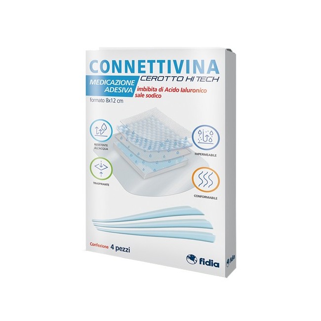 Connettivina hitech Cerotto con acido ialuronico 8 x 12 cm 4 pezzi