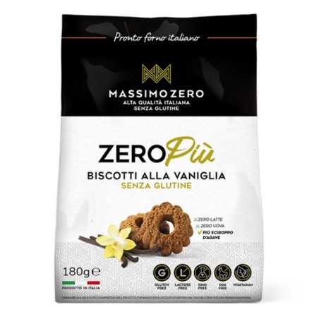 Massimo zero zero piu' biscotti alla vaniglia senza glutine 180 g Massimo zero zero piu' biscotti alla vaniglia senza glutine 180 g