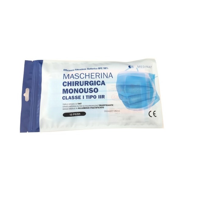 Mascherina chirurgica 3 strati con filtro antibatterico 5 pezzi Mascherina chirurgica 3 strati con filtro antibatterico 5 pezzi