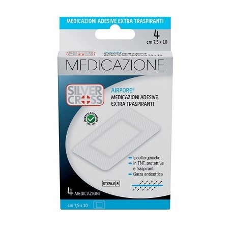 Silvercross airpore medicazione adesiva 7,5x10cm 4 pezzi Silvercross airpore medicazione adesiva 7,5x10cm 4 pezzi
