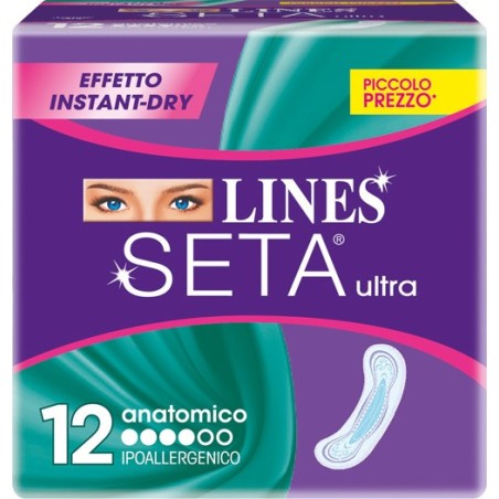 Lines seta ultra assorbenti anatomici 12 pezzi Lines seta ultra assorbenti anatomici 12 pezzi