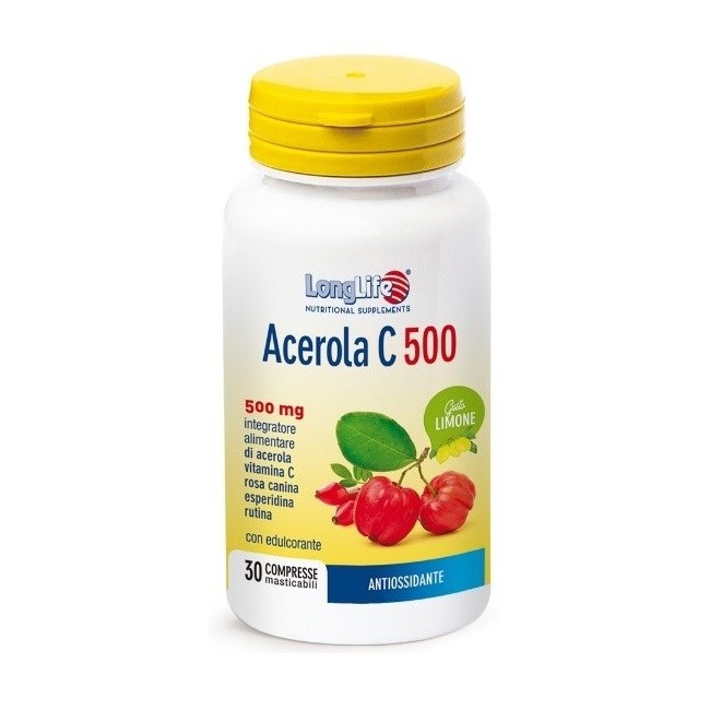 Longlife acerola c500 limone integratore 30 compresse Longlife acerola c500 limone integratore 30 compresse