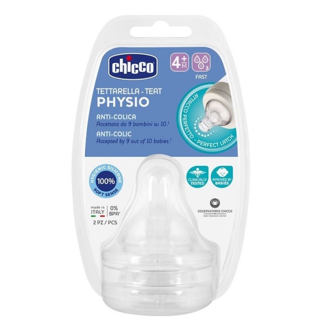 Chicco tettarella perfect 5 4m in silicone 3 fori 2 pezzi Chicco tettarella perfect 5 4m in silicone 3 fori 2 pezzi
