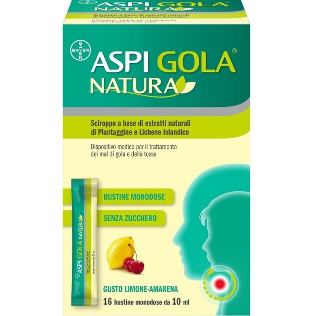 Bayer Aspi gola natura 16 bustine monodose da 10 ml Bayer Aspi gola natura 16 bustine monodose da 10 ml
