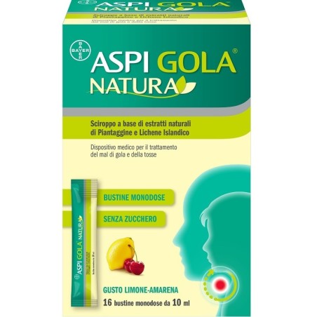 Bayer Aspi gola natura 16 bustine monodose da 10 ml Bayer Aspi gola natura 16 bustine monodose da 10 ml
