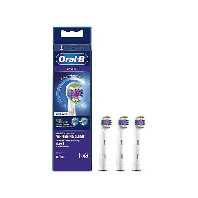 Oral-B 3D White Testine Di Ricambio Con CleanMaximiser 3 Pezzi Oral-B 3D White Testine Di Ricambio Con CleanMaximiser 3 Pezzi