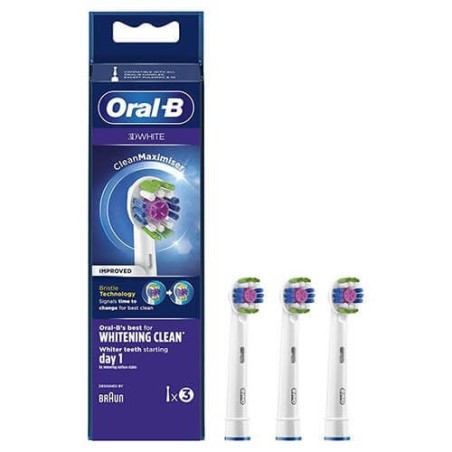 Oral-B 3D White Testine Di Ricambio Con CleanMaximiser 3 Pezzi Oral-B 3D White Testine Di Ricambio Con CleanMaximiser 3 Pezzi