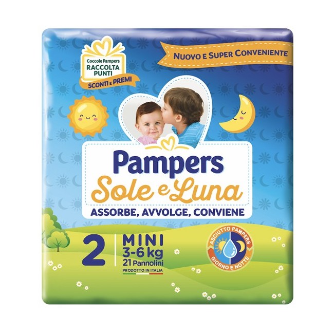  Pampers sole e luna flash mini Pannolino per bambino 21 pezzi