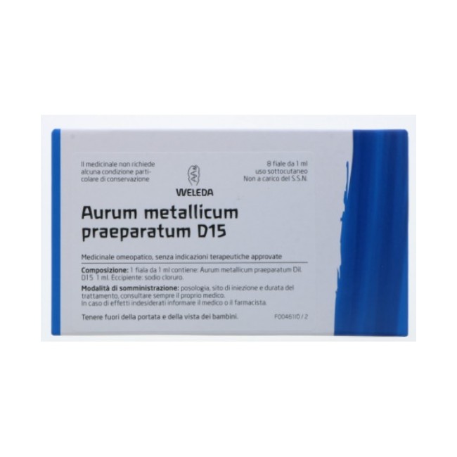 Weleda aurum metallicum praeparatum d15 8 fiale da 1 ml Weleda aurum metallicum praeparatum d15 8 fiale da 1 ml