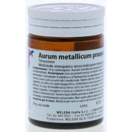 Weleda Aurum metallicum praeparatum d20 Polvere 50 g Weleda Aurum metallicum praeparatum d20 Polvere 50 g