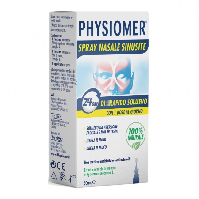 Physiomer spray nasale sinusite flacone e applicatore Physiomer spray nasale sinusite flacone e applicatore