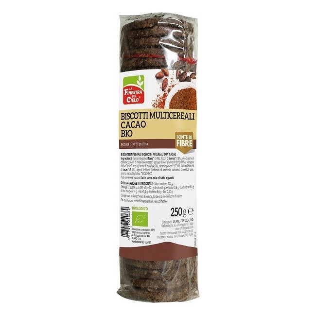 La Finestra sul cielo Biscotti multicereali cacao bio 250 g La Finestra sul cielo Biscotti multicereali cacao bio 250 g