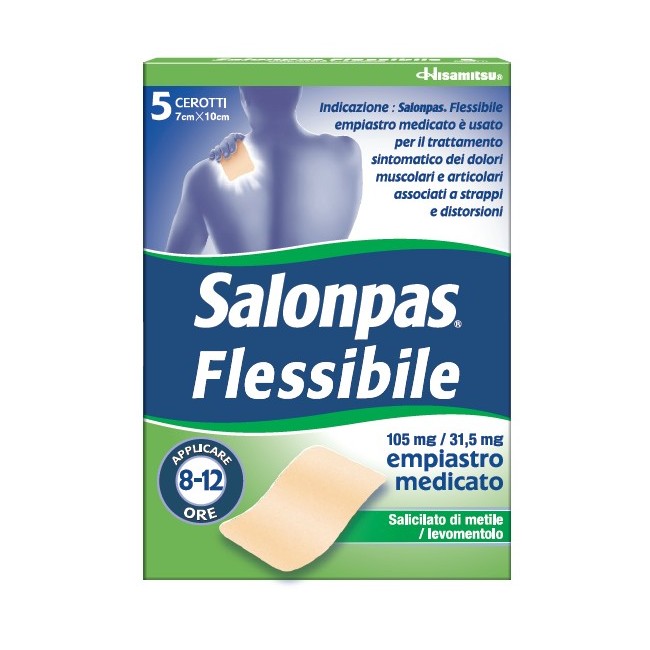 Hisamitsu Italia Salonpas flessibile 5 cerotti 7x10cm per dolori Hisamitsu Italia Salonpas flessibile 5 cerotti 7x10cm per dolori