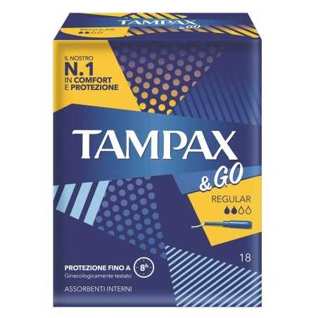 Tampax & go assorbenti regular per flussi leggeri 18 pezzi