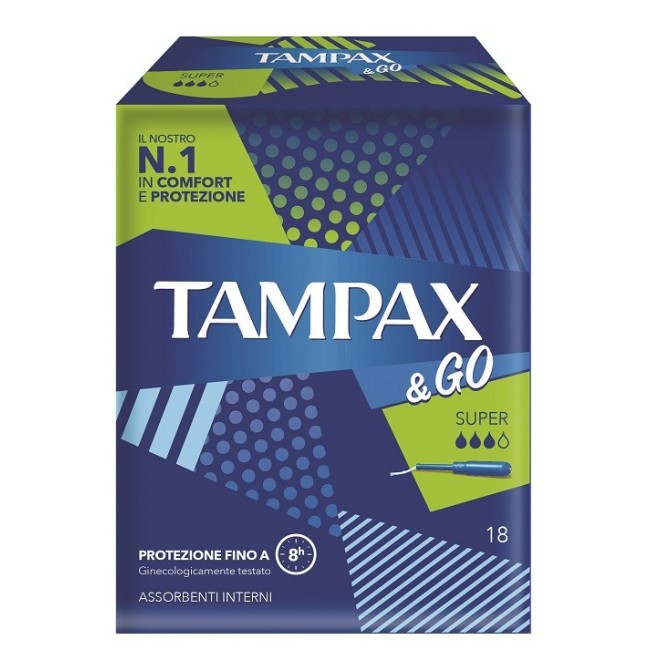 Tampax & go super assorbenti per flussi medi 18 pezzi Tampax & go super assorbenti per flussi medi 18 pezzi