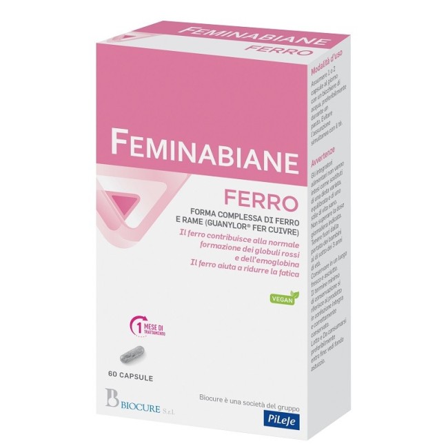 Biocure Feminabiane ferro 60 capsule per carenze nutrizionali di ferro Biocure Feminabiane ferro 60 capsule per carenze nutrizionali di ferro