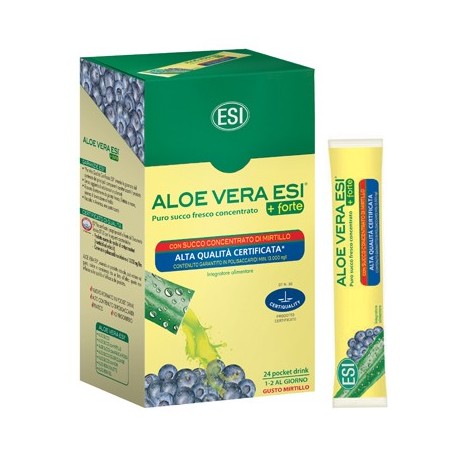 Esi aloe vera succo + forte mirtillo integratore 24 pocket drink