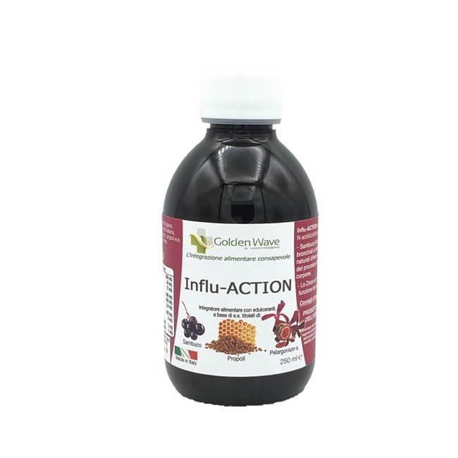 Golden Wave Influaction sciroppo con sambuco e propoli 250 ml Golden Wave Influaction sciroppo con sambuco e propoli 250 ml
