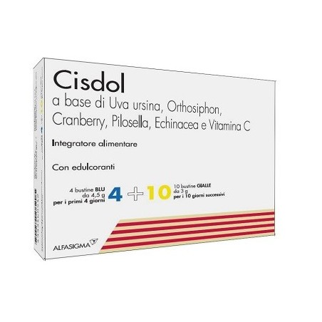 Alfasigma Cisdol 4 bustine blu da 4,5 g + 10 bustine gialle da 3 g Alfasigma Cisdol 4 bustine blu da 4,5 g + 10 bustine gialle da 3 g