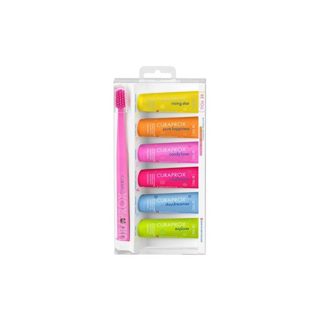 Curaprox Be You Mixed Set 6 Dentifrici Da 10 Ml + 1 Spazzolino Curaprox Be You Mixed Set 6 Dentifrici Da 10 Ml + 1 Spazzolino
